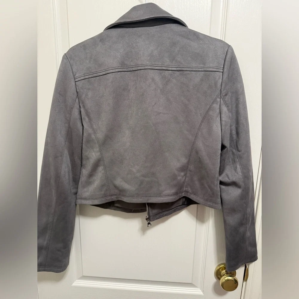 Express Women's Charcoal Leather Jacket - Picture 3 of 4